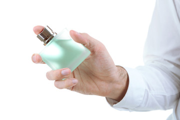 Fototapete Schönheitssalon Gepflegter Mann mit Parfumzerstäuber  © Africa Studio