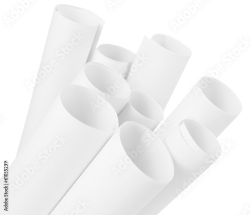 White paper rolls isolated on white