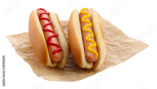 Photography Tasty hot dogs isolated on white