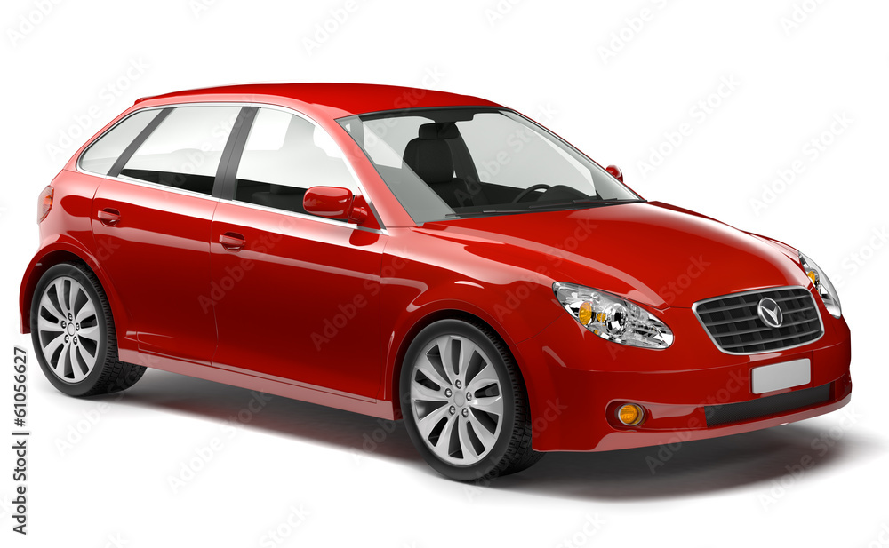 Red Hatchback Car