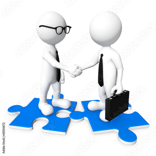 3D business men shaking hands photo