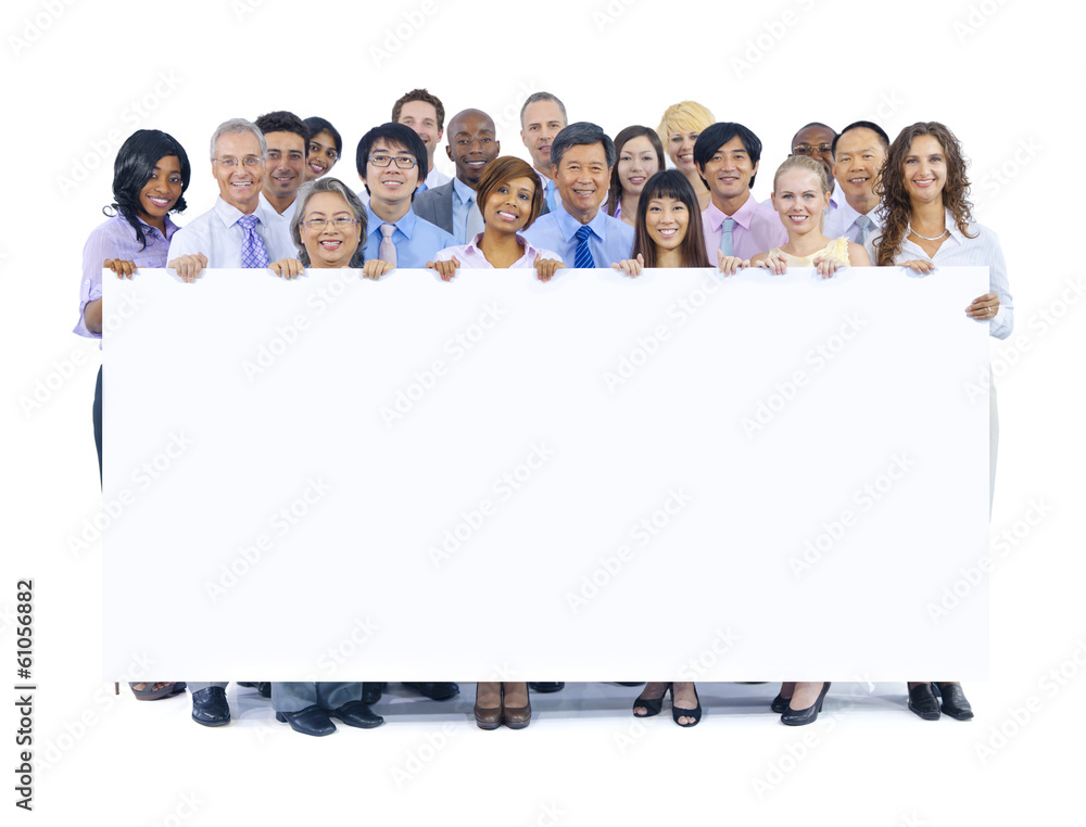 Large Group of Business People Holding Board Large Group of Business People Holding Board
