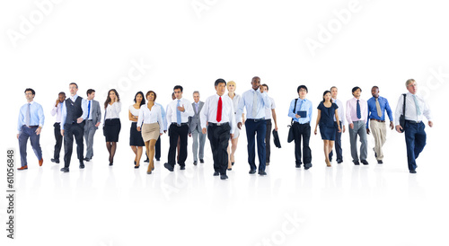 Large Group of Business People Walking