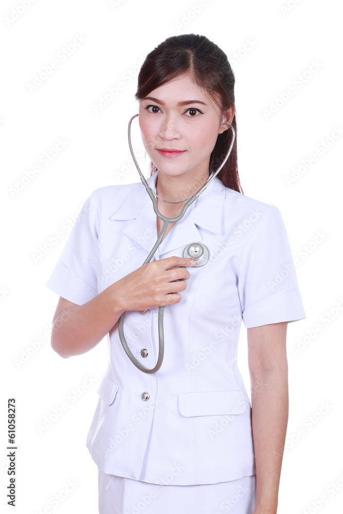nurse with stethoscope isolated on white background nurse with stethoscope isolated on white background