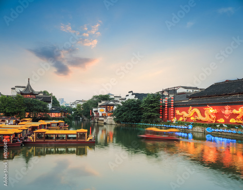 Vászonkép nanjing scenery of qinhuai river in nightfall
