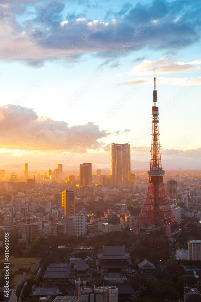 Naklejka premium Tokyo Tower Sunset