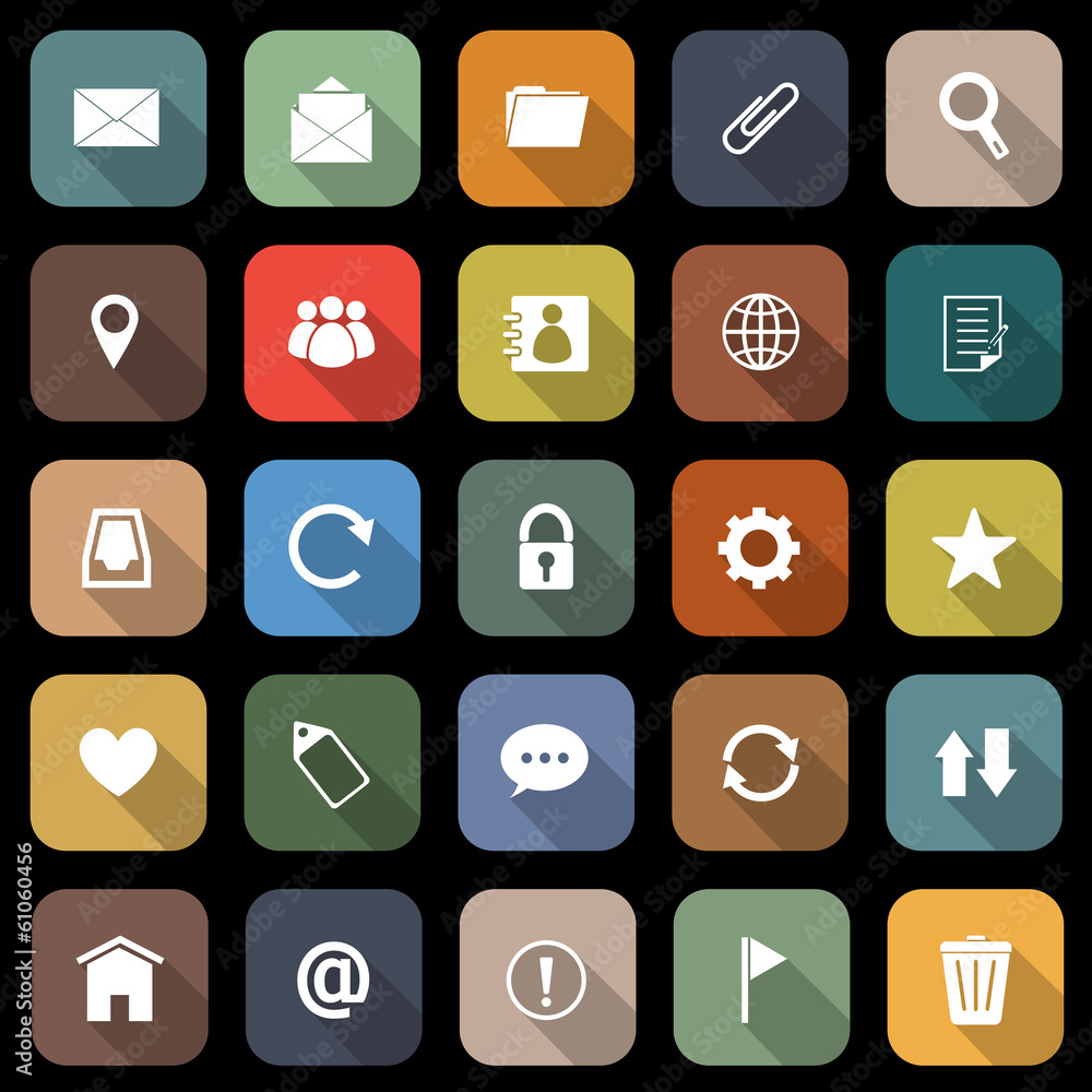 Mail flat icons with long shadow Mail flat icons with long shadow