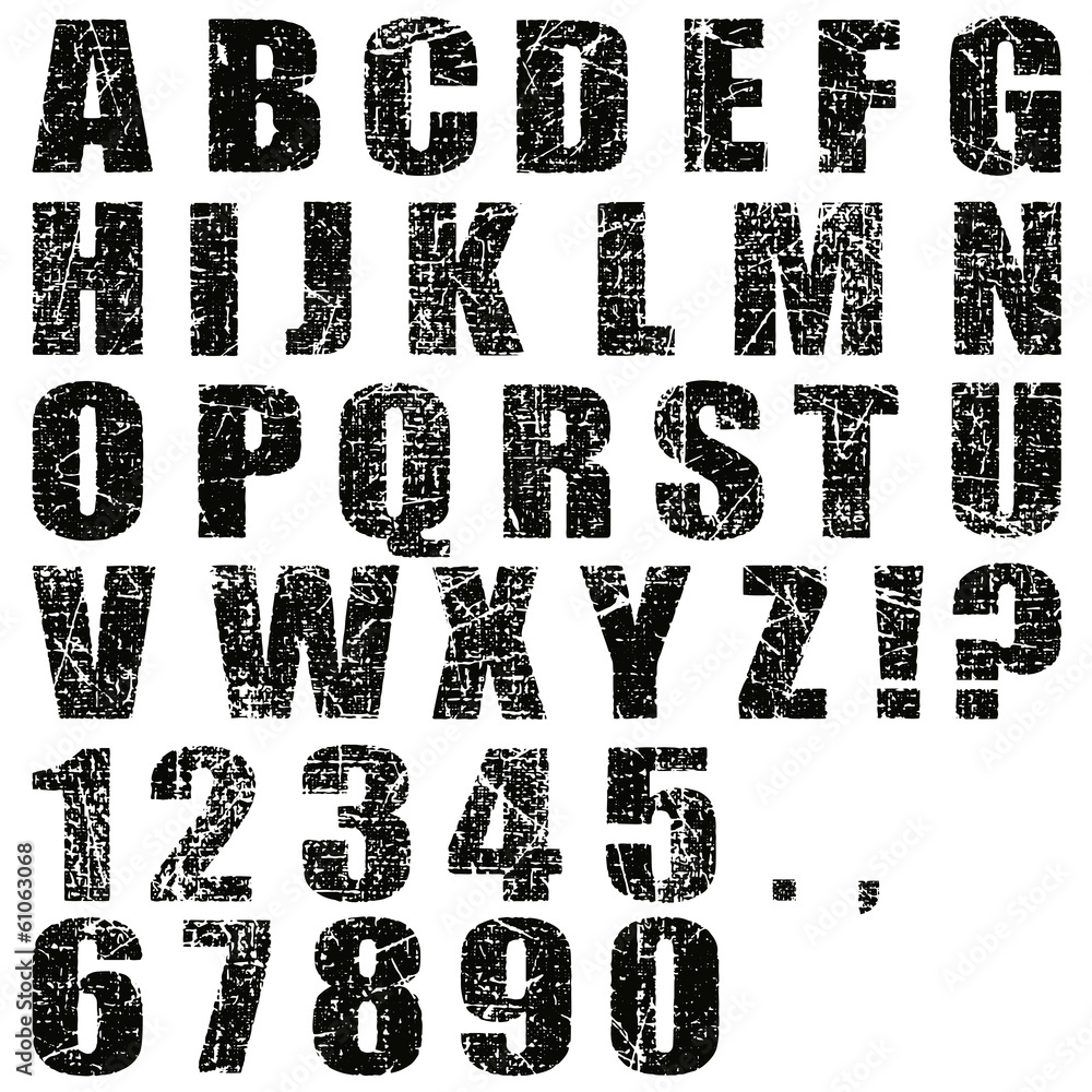 Grunge Letters and Numbers Stock Vector | Adobe Stock