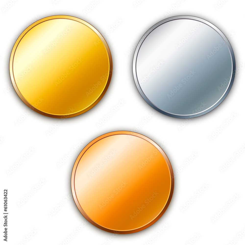 Set of gound golden vector medals. Set of gound golden vector medals.