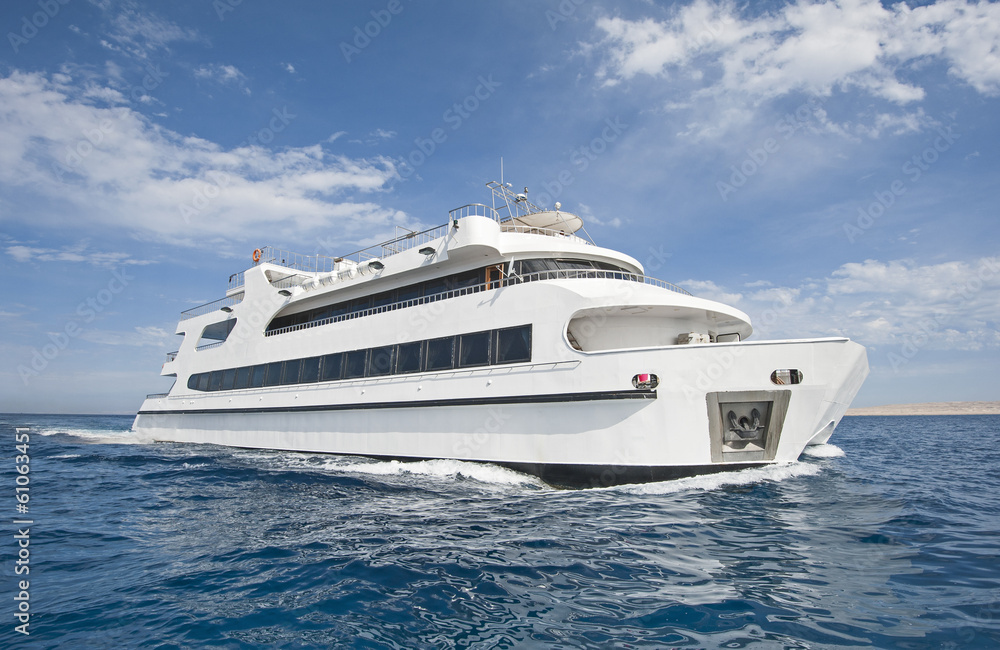 Large luxury catamaran at sea
