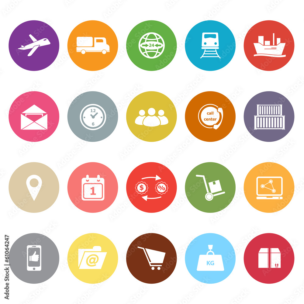 Logistic flat icons on white background Logistic flat icons on white background