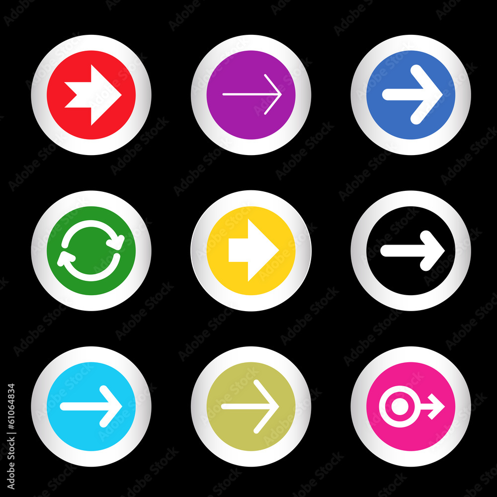 Arrow sign icon set in circle shape internet button Arrow sign icon set in circle shape internet button
