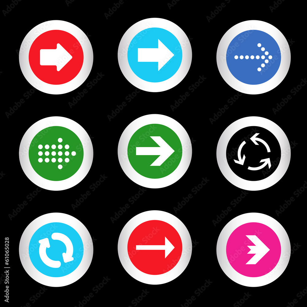 Arrow sign icon set in circle shape internet button Arrow sign icon set in circle shape internet button