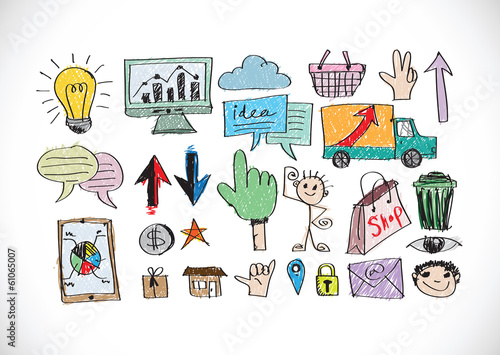 hand doodle Business icon idea