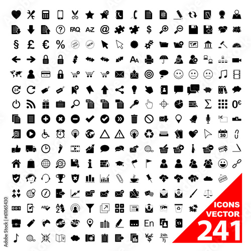 241 VECTOR ICONS (icon set poster business marketing buttons)