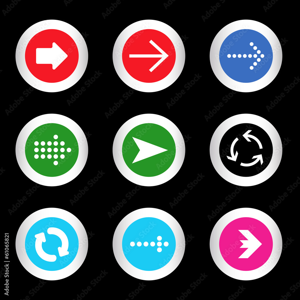 Arrow sign icon set in circle shape internet button Arrow sign icon set in circle shape internet button