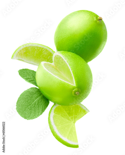Wallpaper Mural Fresh lime with mint isolated on white Torontodigital.ca