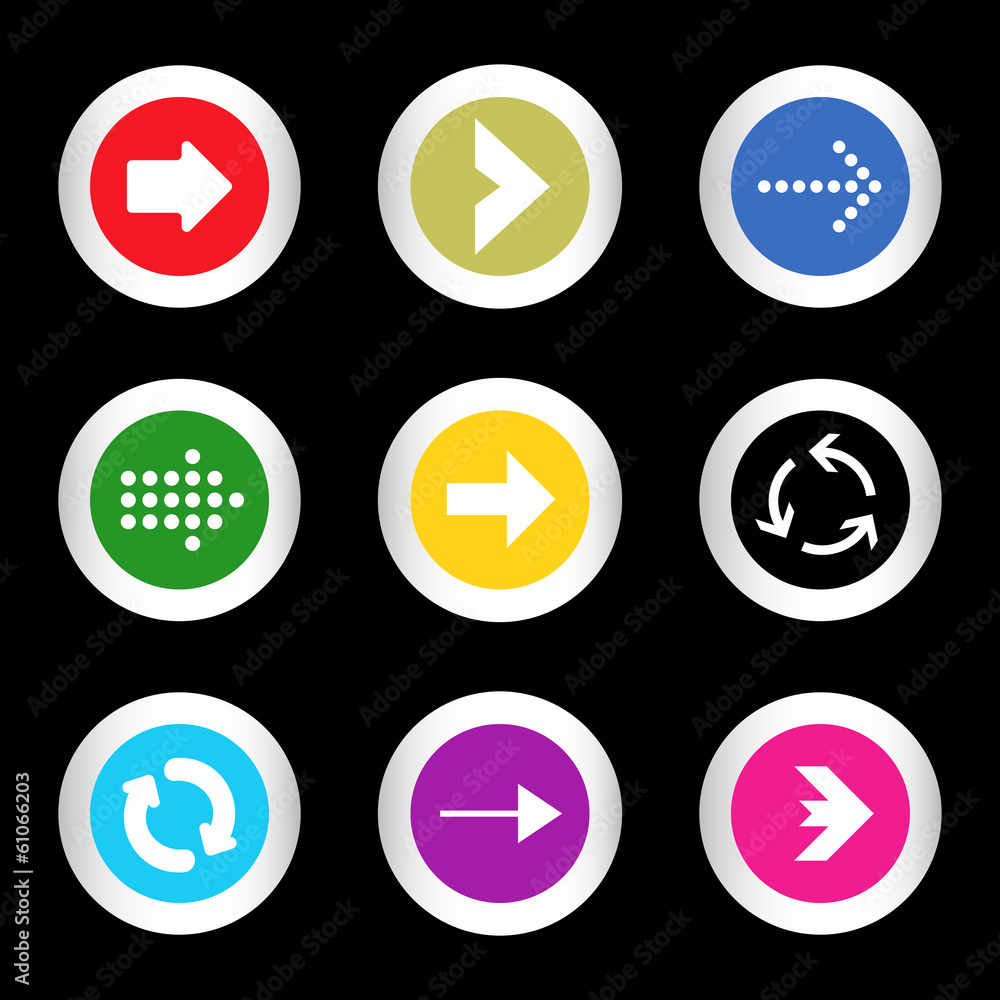 Arrow sign icon set in circle shape internet button Arrow sign icon set in circle shape internet button