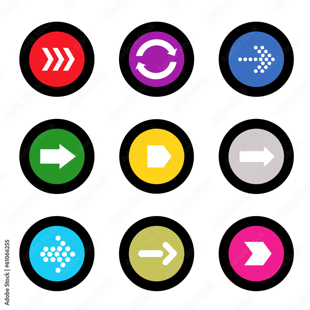 Arrow sign icon set in circle shape internet button Arrow sign icon set in circle shape internet button