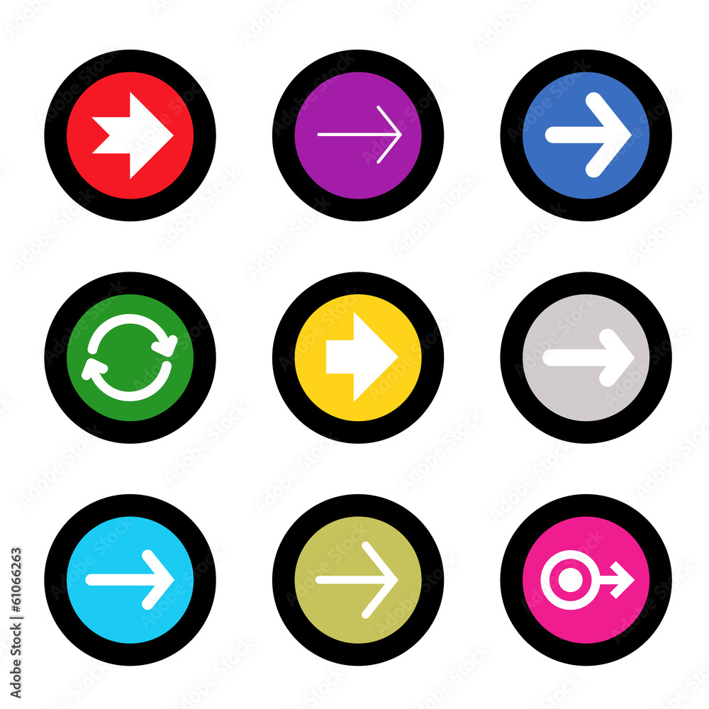 Arrow sign icon set in circle shape internet button Arrow sign icon set in circle shape internet button