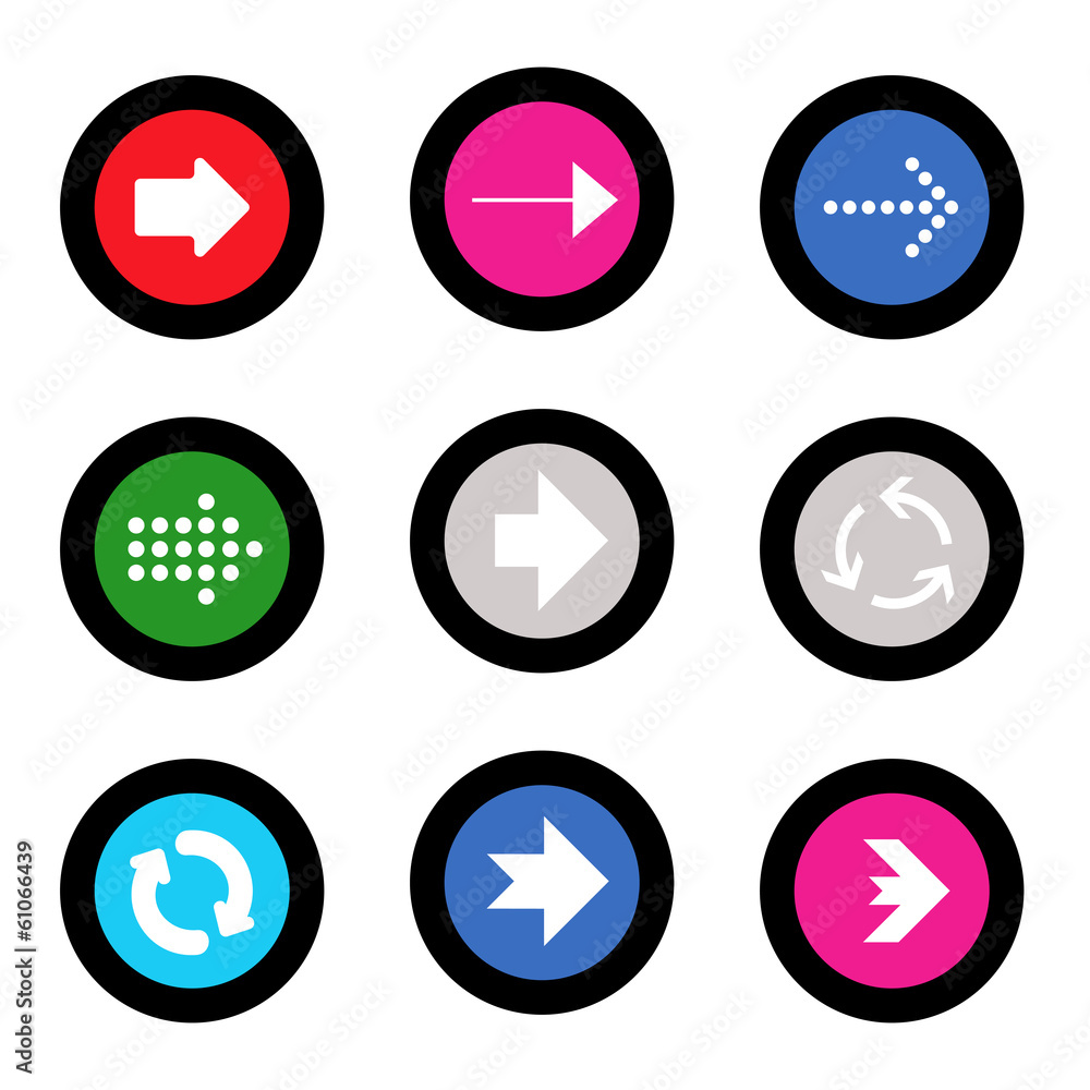 Arrow sign icon set in circle shape internet button Arrow sign icon set in circle shape internet button