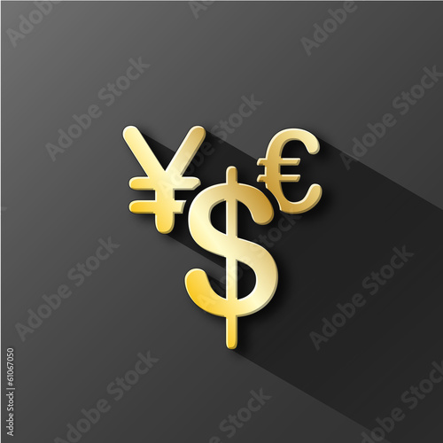 CURRENCIES Gold Icons (exchange currency euro dollar yen money) photo