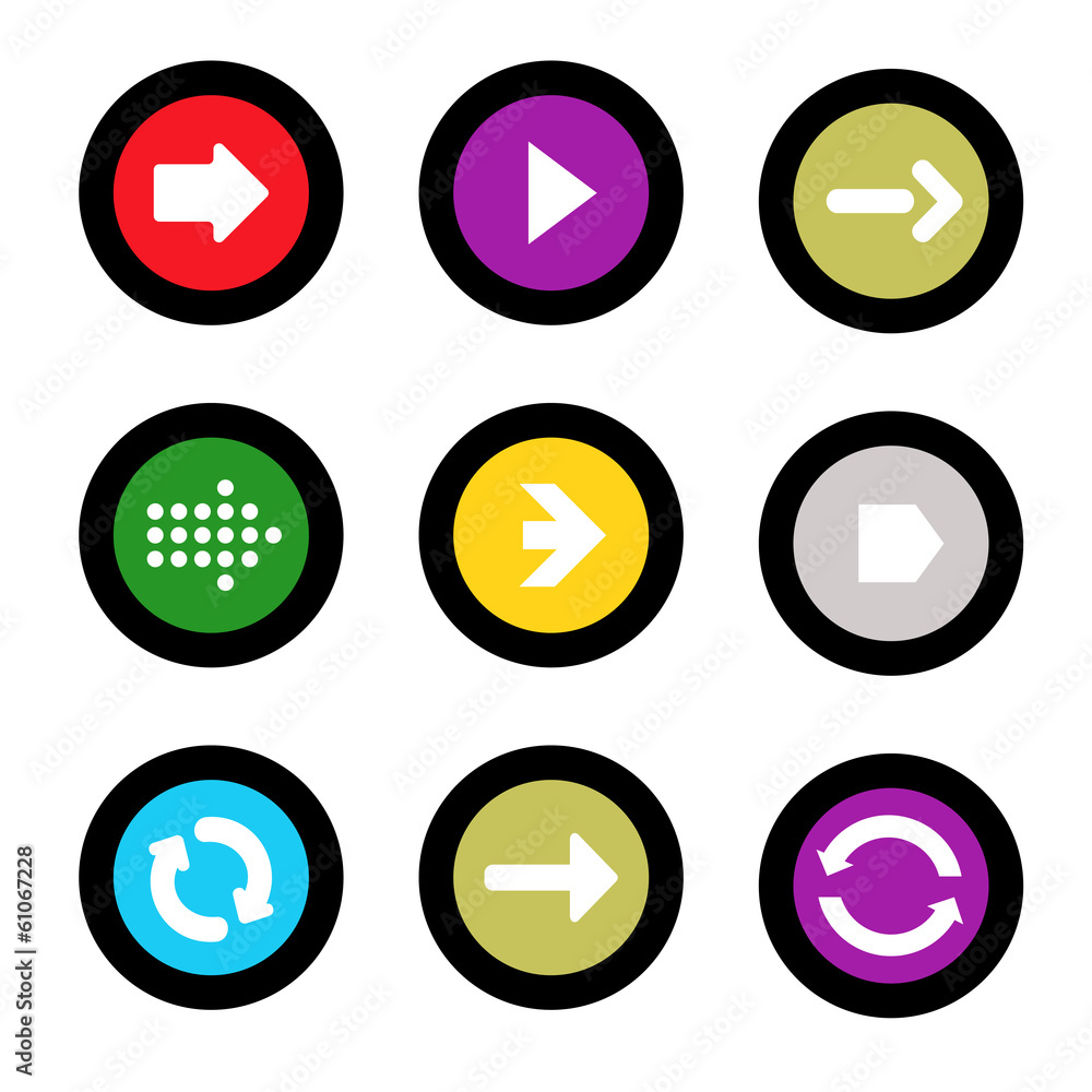 Arrow sign icon set in circle shape internet button Arrow sign icon set in circle shape internet button