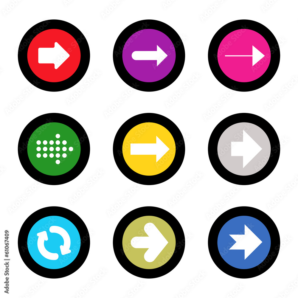Arrow sign icon set in circle shape internet button Arrow sign icon set in circle shape internet button