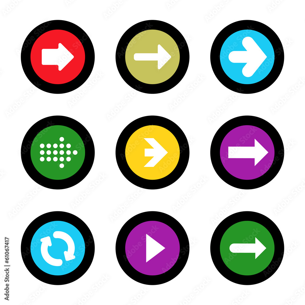 Arrow sign icon set in circle shape internet button Arrow sign icon set in circle shape internet button