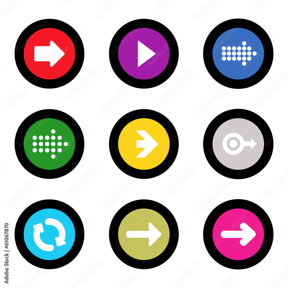 Arrow sign icon set in circle shape internet button Arrow sign icon set in circle shape internet button