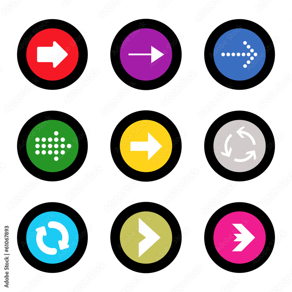 Arrow sign icon set in circle shape internet button Arrow sign icon set in circle shape internet button