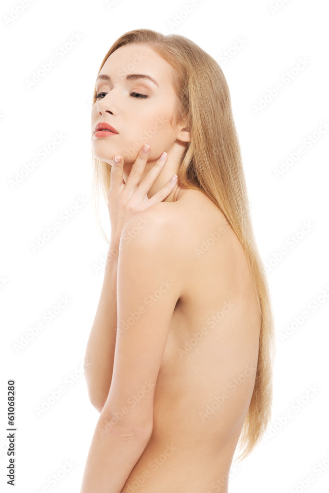 Fototapeta premium Beautiful topless woman with fresh clean skin.