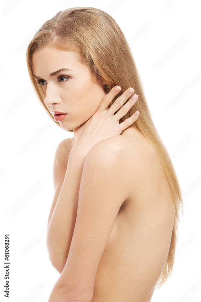 Obraz premium Beautiful topless woman with fresh clean skin.