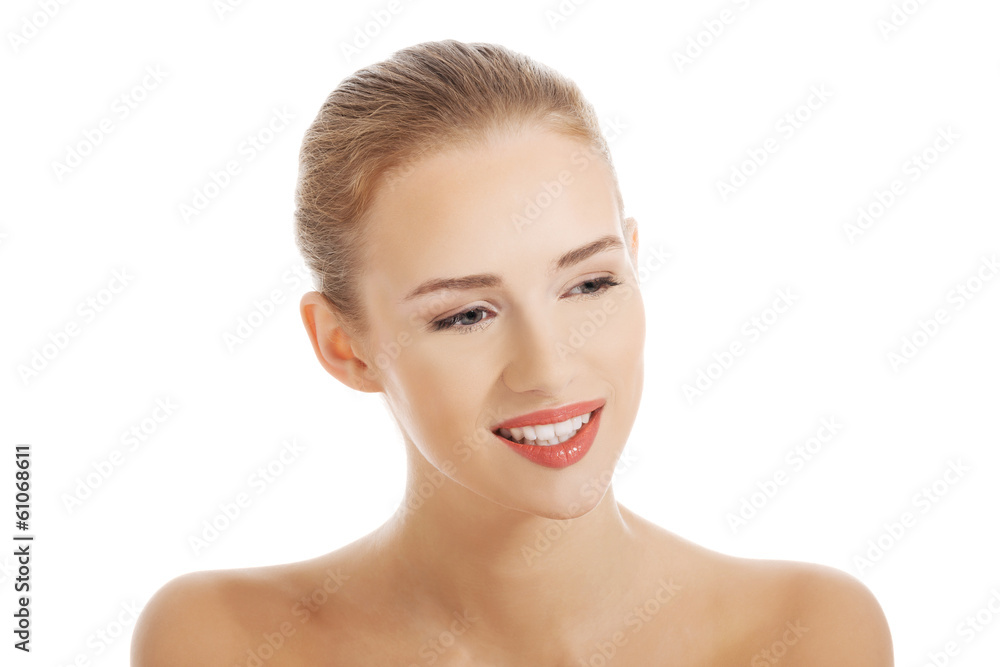 Portrait of beautiful topless caucasian woman. Portrait of beautiful topless caucasian woman.