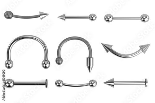 Canvas-taulu realistic 3d render of piercings