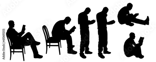 vector silhouette reading