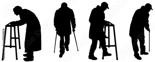 vector silhouette old people