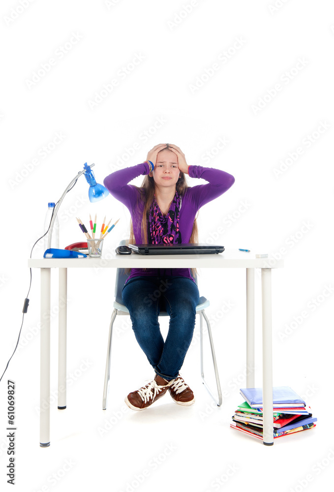 Fototapeta premium she's getting frustrated of her homework