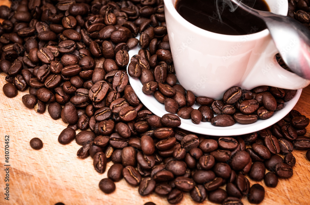 Fototapeta premium Caffè espresso caldo fumante