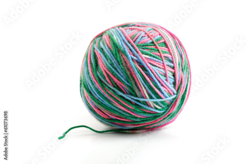 melange ball of wool on a white background