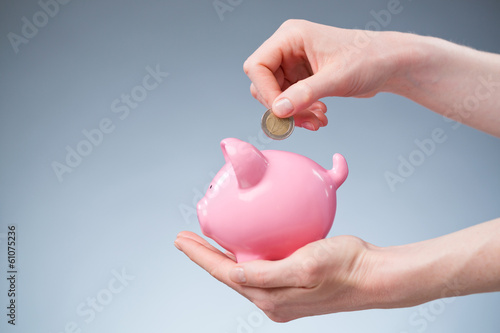 Euro Savings - Coin in a Piggy Bank