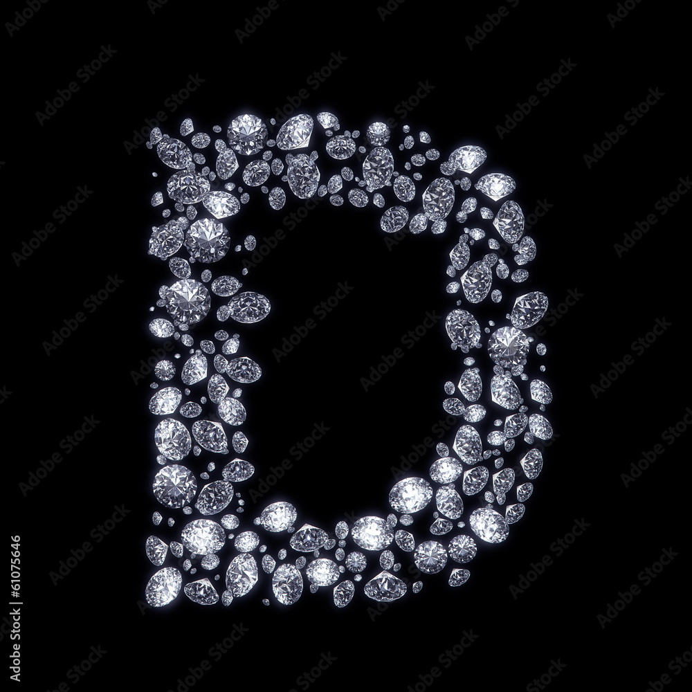 3D Diamond letter D on black isolated with clipping path 3D Diamond letter D on black isolated with clipping path