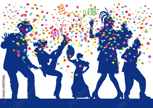 people contour carnival party confetti vector