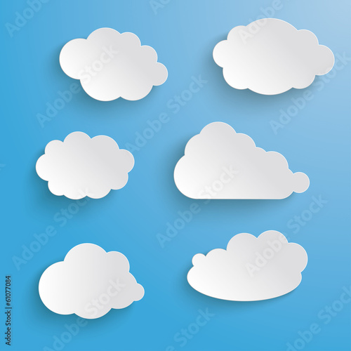 Clouds Set Blue Background