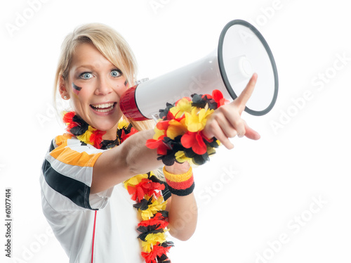 Fußballfan mit Megaphon