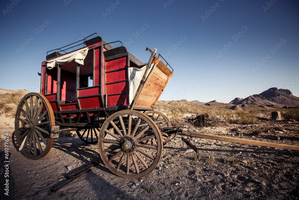 Horse drawn wagon in the Mojave desert.