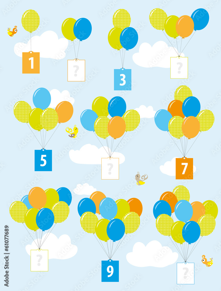missing numbers - math balloons