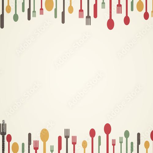 Fototapet Vector Illustration of an Background with Abstract Cutlery
