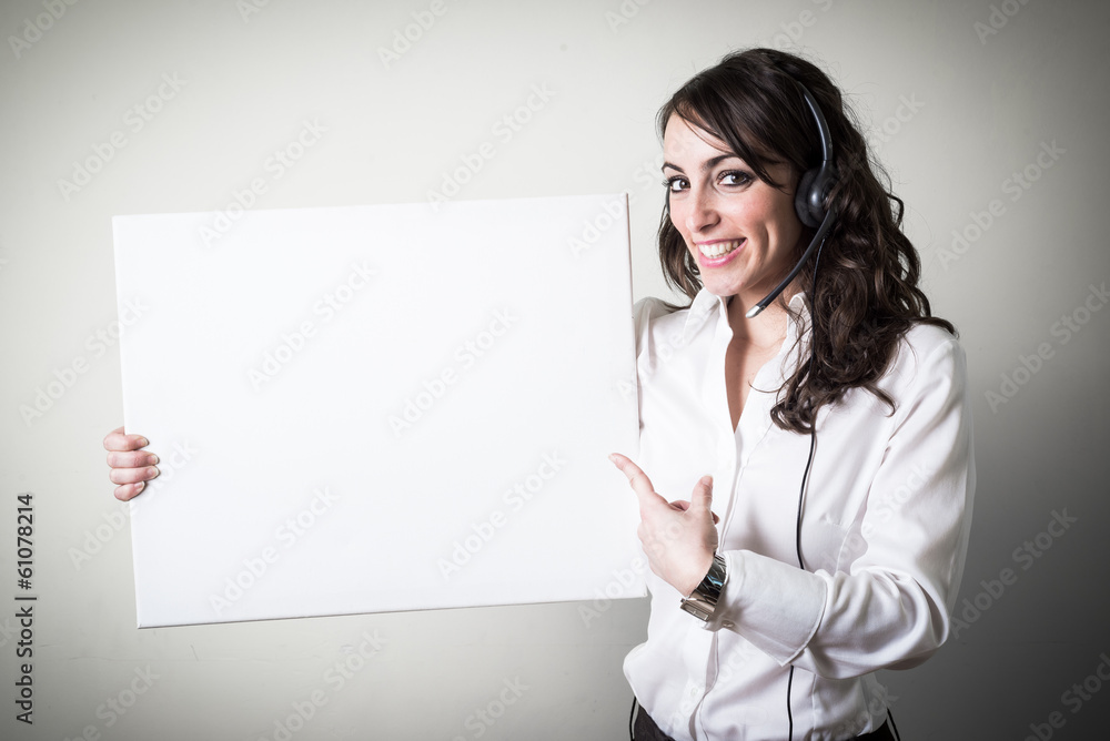 beautiful young businesswoman holding white board beautiful young businesswoman holding white board