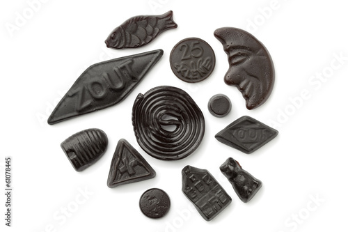 Assorted black and brown liquorice